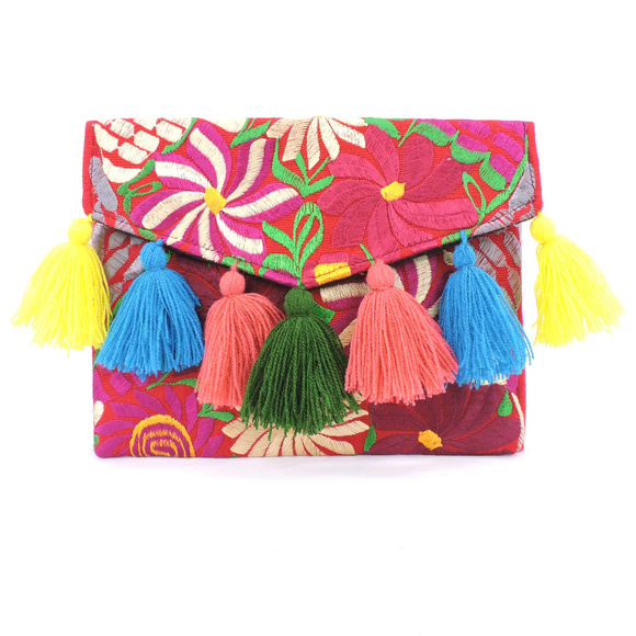 Handmade Boho Crossbody Purse Tassel Embroidered - Picture 1 of 3